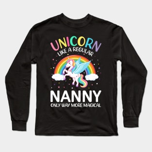 Cute Magical Funny Christmas Family colorful Unicorn Nanny Long Sleeve T-Shirt